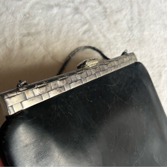 Art Deco 1940s Evans Elegance Black Vintage Leather Clutch - Picture 11 of 13